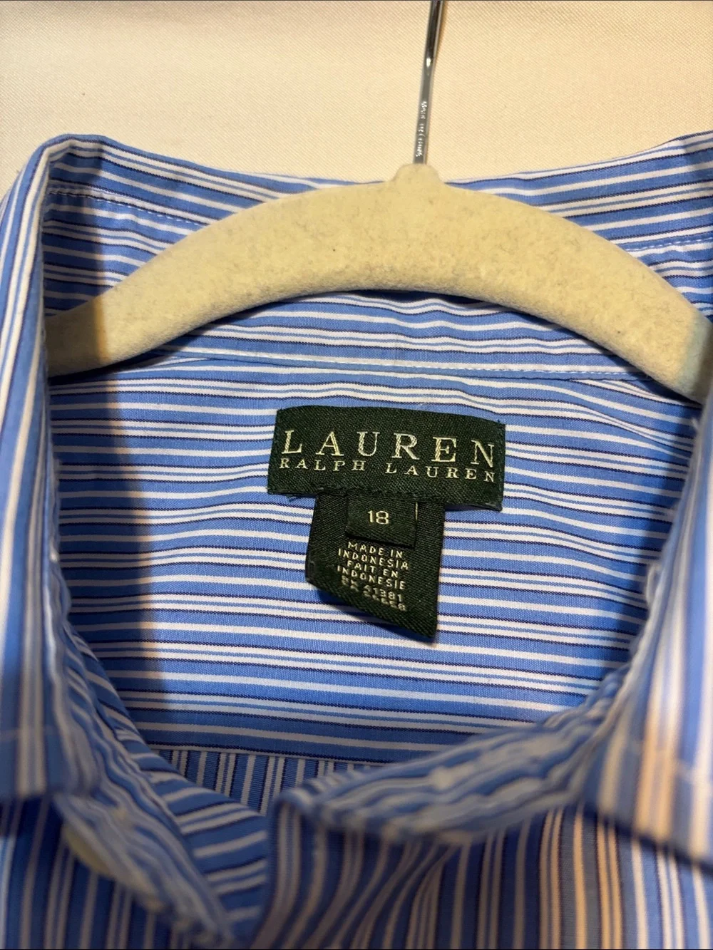 Ralph Lauren Blue and White Striped Dress Shirt